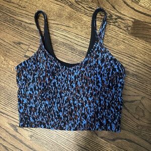 lululemon athletica Dynamic Blue and Black Patterned Crop Top